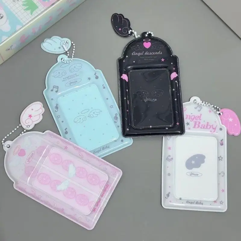 INS Card Holder Korean Angel Wings Card Protective Sleeve Bag Display Pendant Photocard Holder Card Cases Note PVC 3 Inches DIY