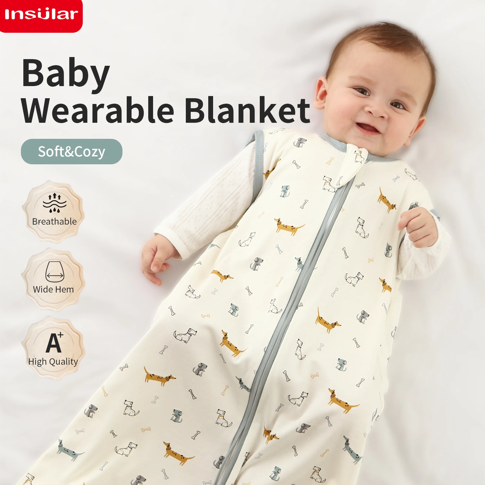 INSULAR Baby Sleeping Bag Kids Vest Infant Anti-Startle Swaddle Blanket Anti-Kick Sleepsacks Cotton Class A Spring Summer Autumn
