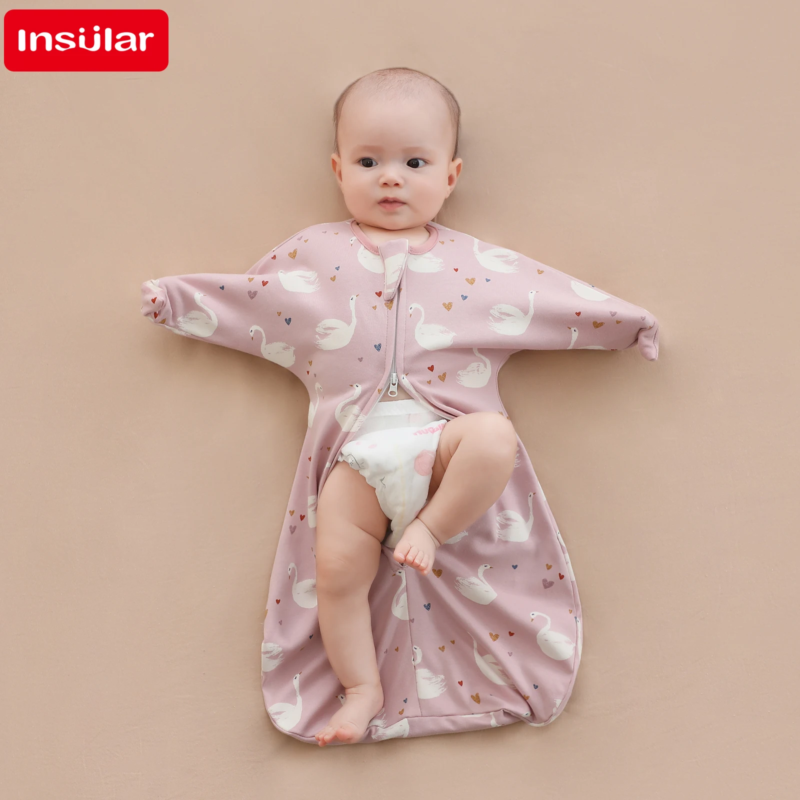 INSULAR Newborn Baby Sleeping Bags Anti-shock Cotton Cartoon Sleepsacks Baby Swaddle Bags Surrendered Anti-startle Bags