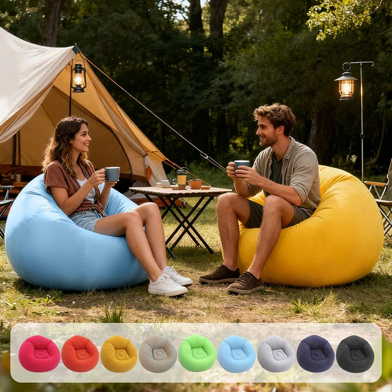 Inflatable Bean Bag Chairs Portable 9 Colors Blow up Chairs Lazy Sofa for Living Room Outdoor Camping Single Person