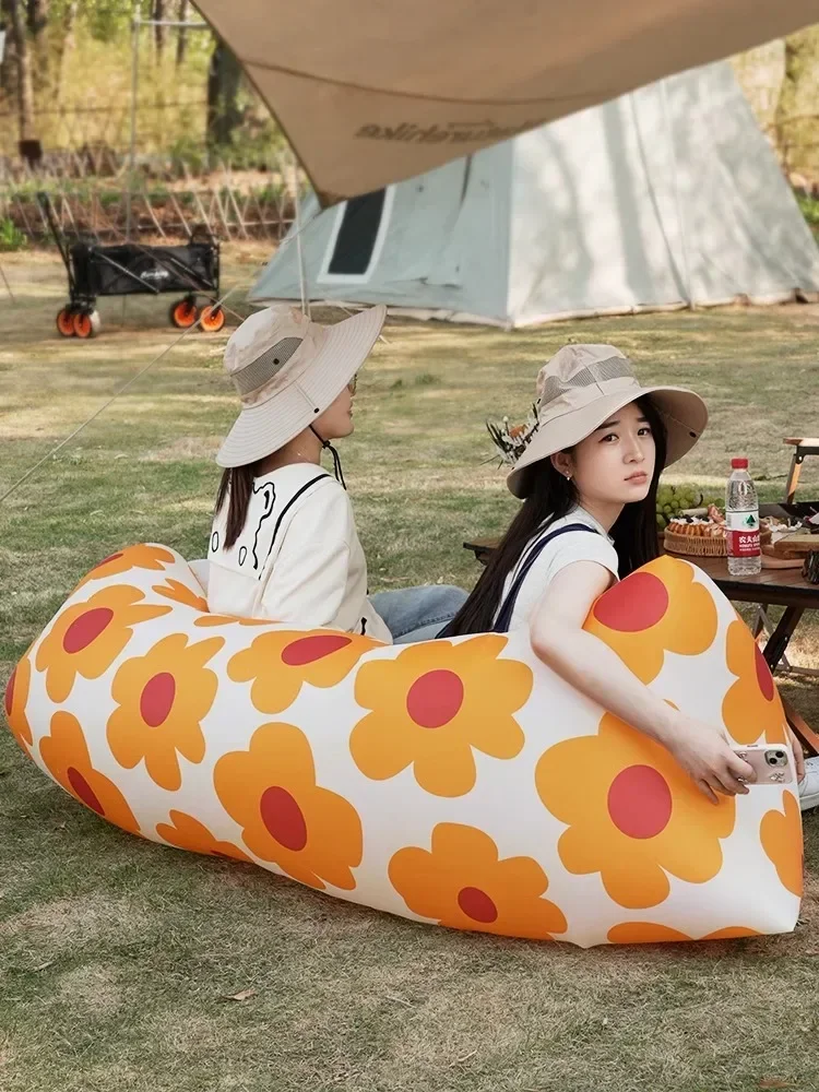 Inflatable Sofa Outdoor Lazy Folding Portable Air Cushion Bed Picnic Camping Supplies Mattress Air Bed Inflation