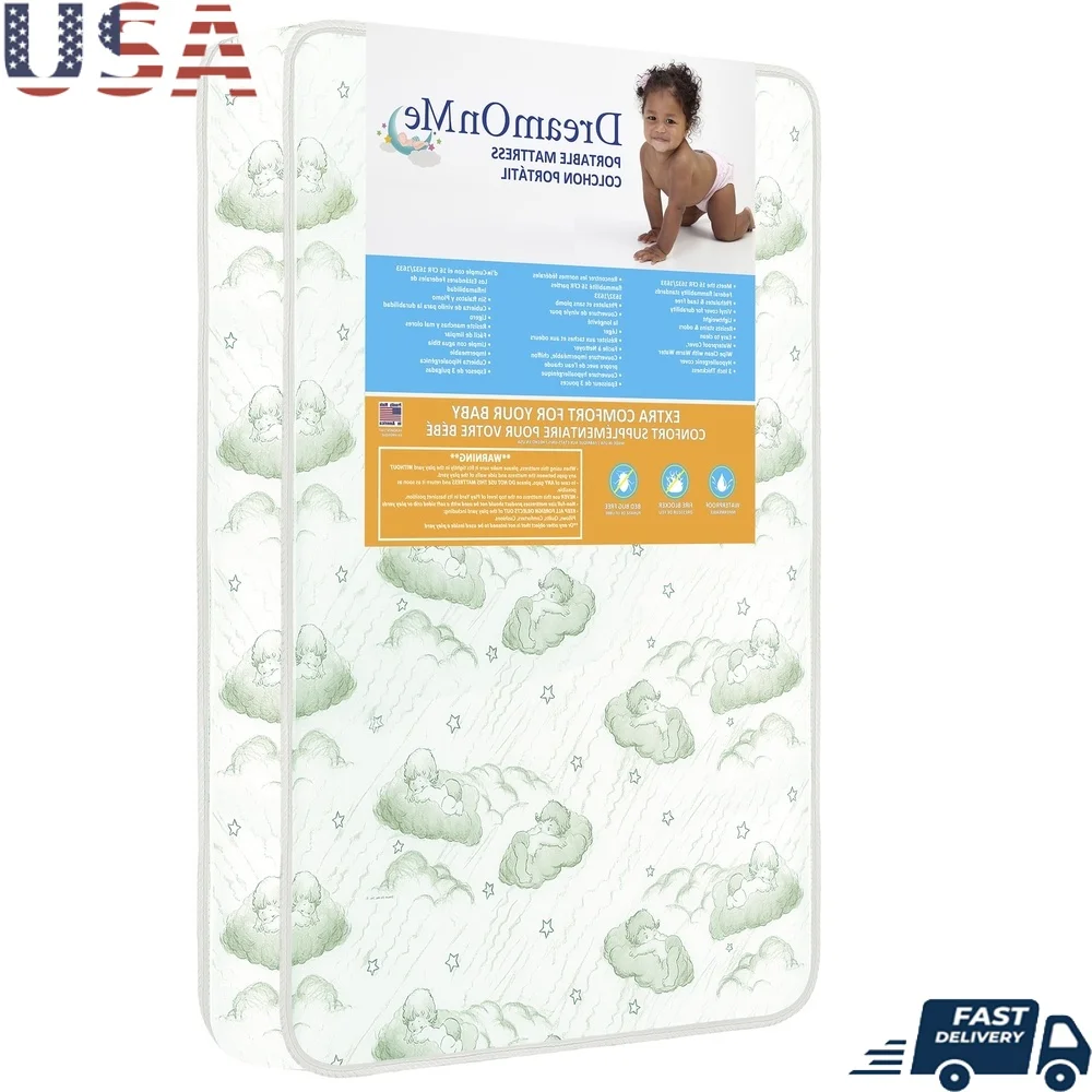 Inner Spring Pack N Play Mattress Waterproof Antibacterial Comfortable 3 Inch Thick Play Yard Mattress Babies 6 Months And Up