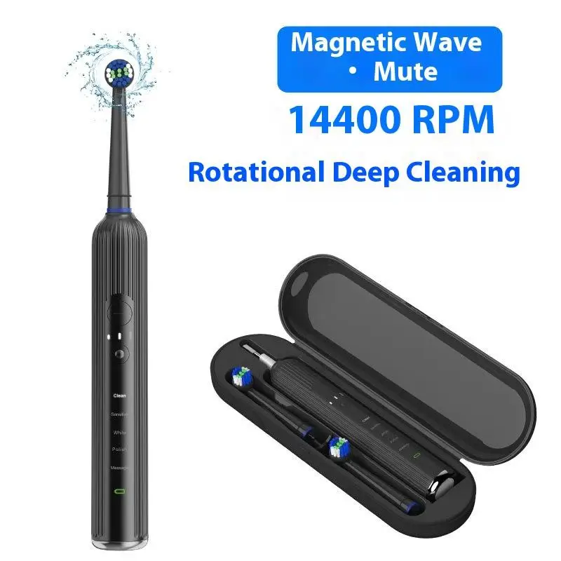 Intelligent Rotating Electric Toothbrush,Waterproof Rechargeable Rotary Smart Toothbrush Compatible with Oral B