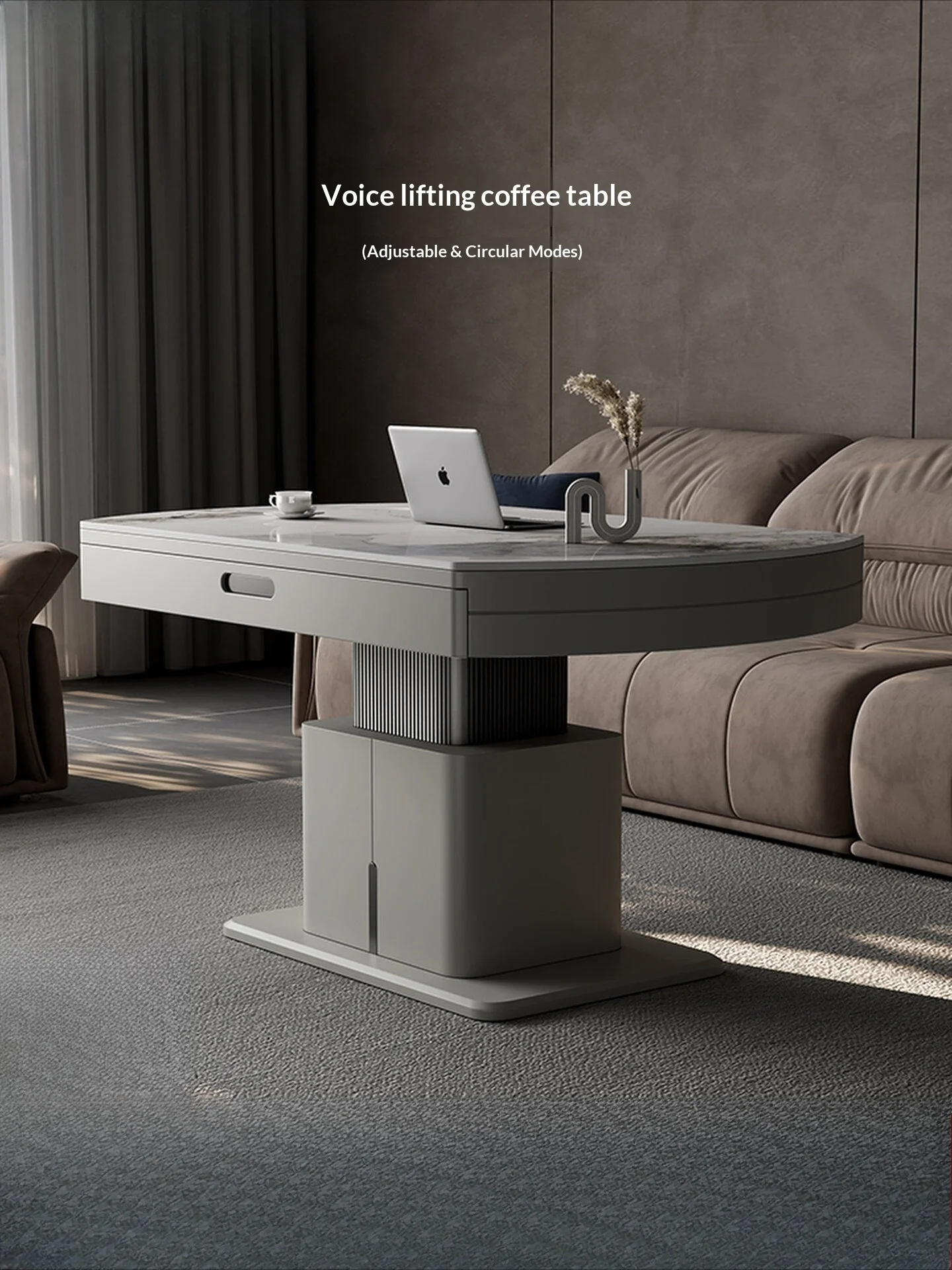 Italian Minimalist Sintered Stone Extendable Table Multi Functional Home Living Room Coffee Table Sturdy Easy Clean Modern Furni