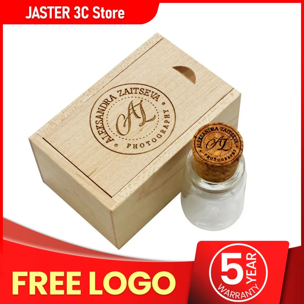 JASTER Glass Drift Bottle With Cork USB Flash Drive (Transparent) Pendrive 4GB 8GB 16GB 32GB 64GB 128GB Fashion Current Gift
