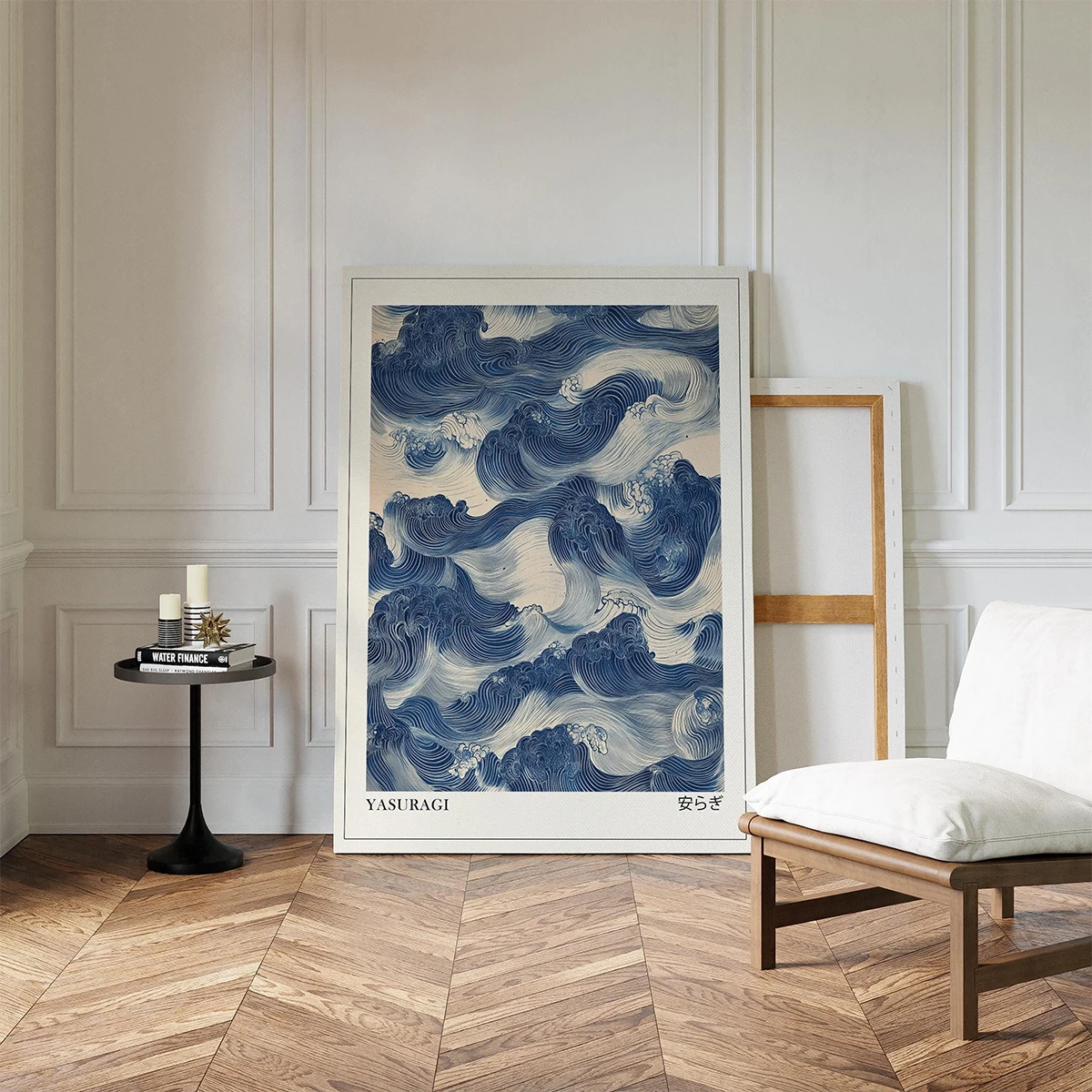 Japanese Retro Blue Wave Abstract Canvas Print Poster Modern Minimalist Art Prints Home Decor Wall Art Poster Gifts-unframed