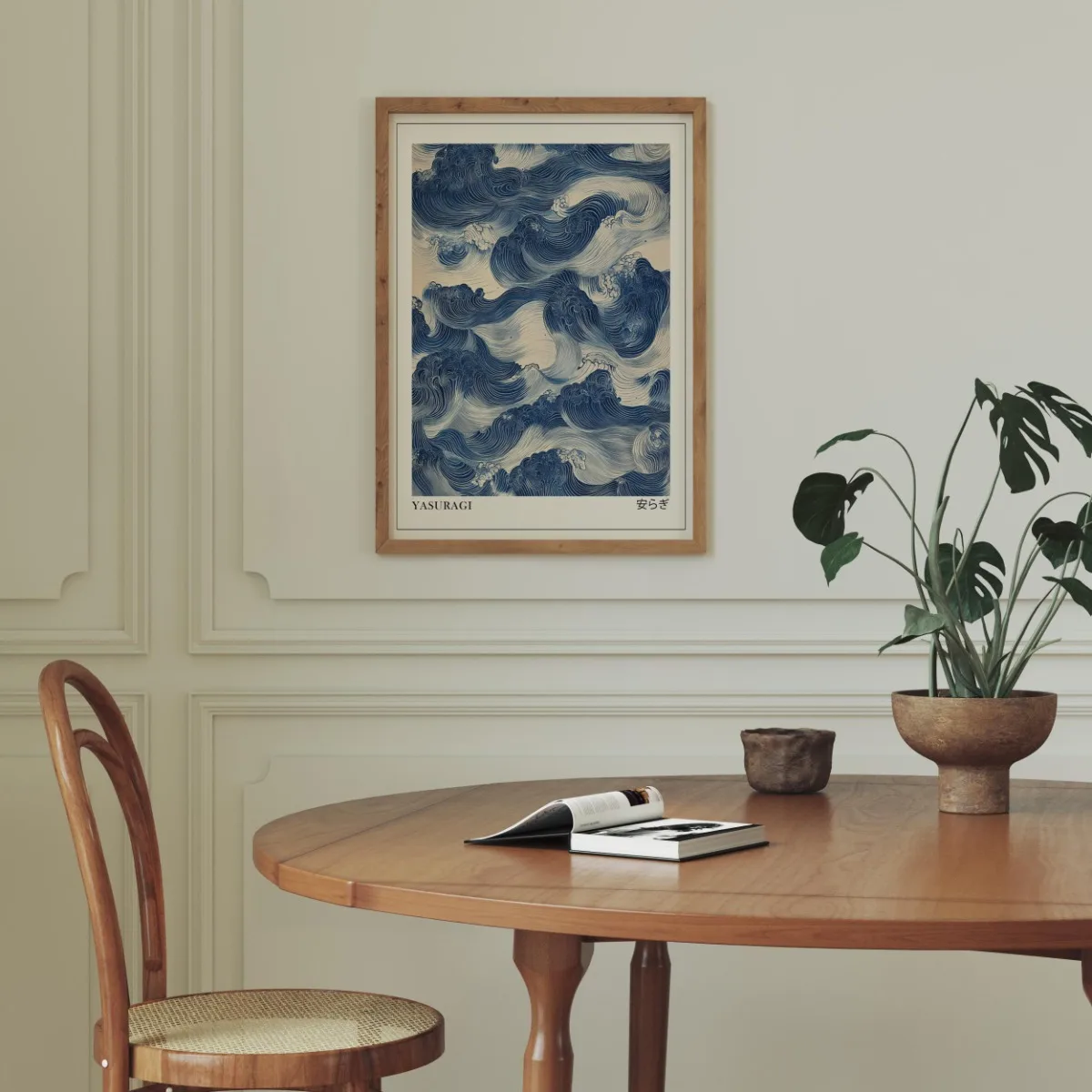 Japanese Retro Blue Wave Abstract Canvas Print Poster Modern Minimalist Art Prints Home Decor Wall Art Poster Gifts-unframed