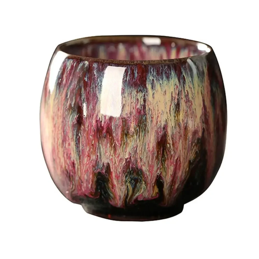 Japanese Style Ceramic Tea Cup with Unique Pattern Kiln Transformation Espresso Coffee Mug for Kung Fu Tea Wine Drinkware