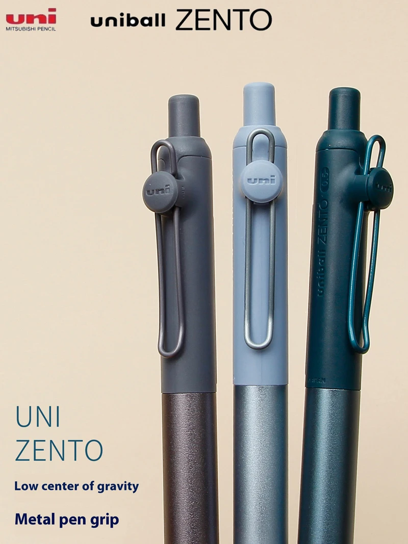 Japanese uni-ball ZENTO Gel Ink Pen Limited Flow Model Metal Push Ultra-Smooth Writing 0.38/0.5mm Signing for Students Business