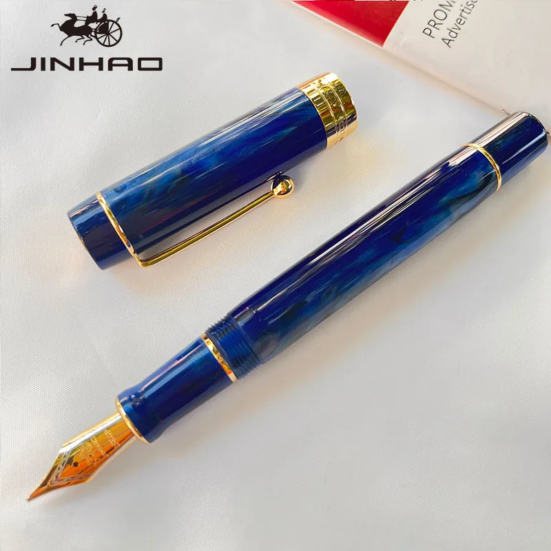 Jinhao 100 Fountain Pen Celluloid Classic Style, Fine Nib Smooth Writing Instrument with Refillable Converter