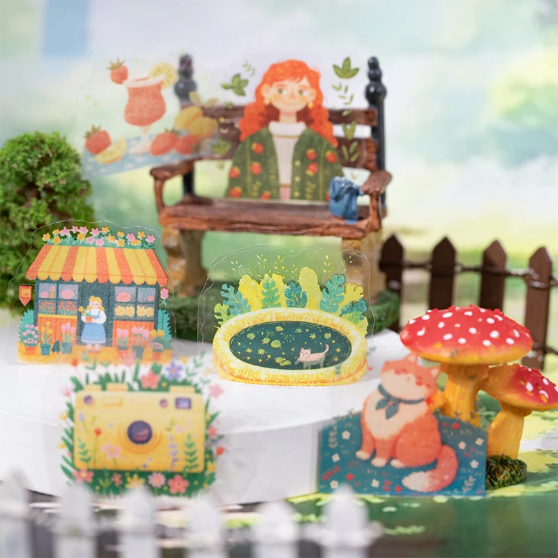 Journal GO 4x200cm Decoration Adhesive Tape Graffiti Garden PET Tape Stickers Collage Junk Journal Scrapbooking Masking Tape