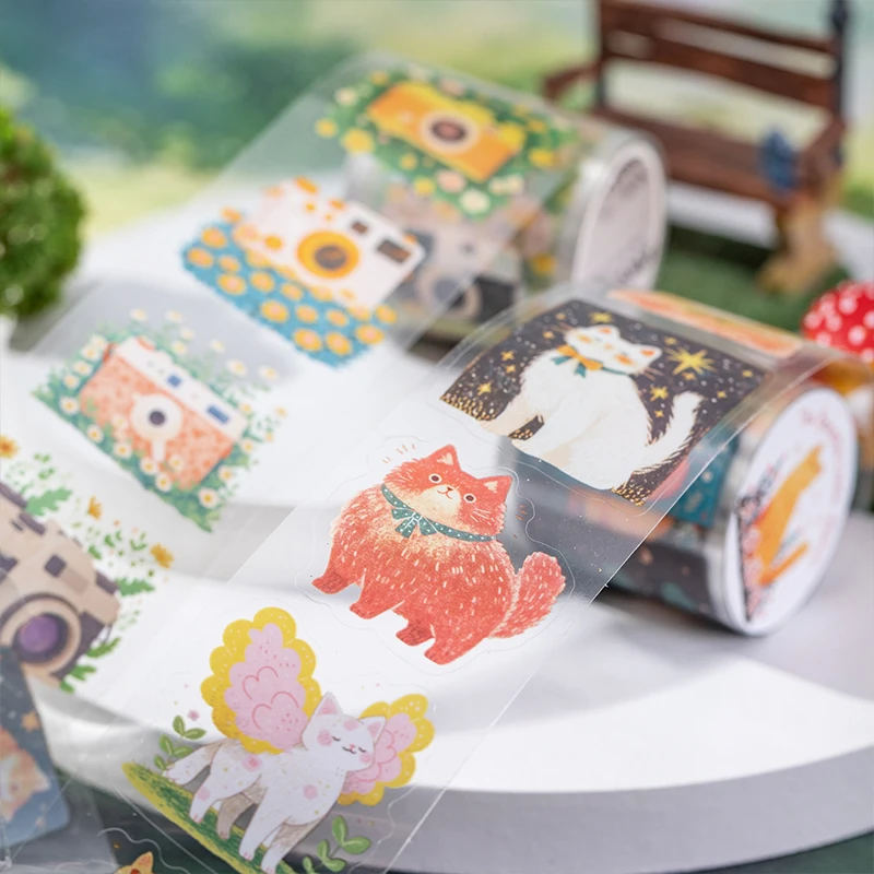 Journal GO 4x200cm Decoration Adhesive Tape Graffiti Garden PET Tape Stickers Collage Junk Journal Scrapbooking Masking Tape