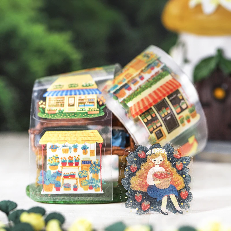 Journal GO 4x200cm Decoration Adhesive Tape Graffiti Garden PET Tape Stickers Collage Junk Journal Scrapbooking Masking Tape