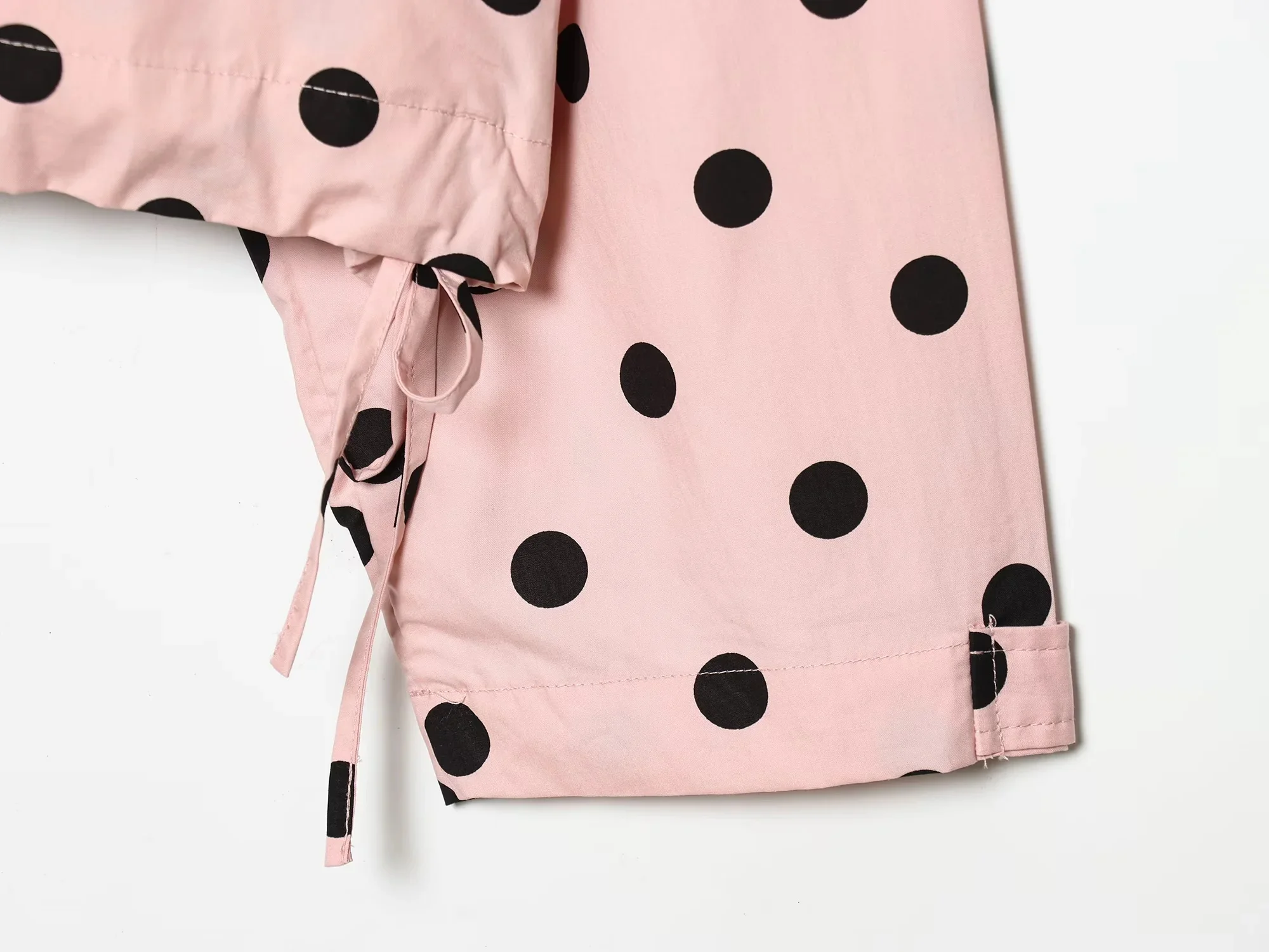 KONDALA Elegant Holiday Women Pink Polka Dot Jacket Bow Single Breasted Pockets Coat Fashion 2026 Spring Party Night Out Coat