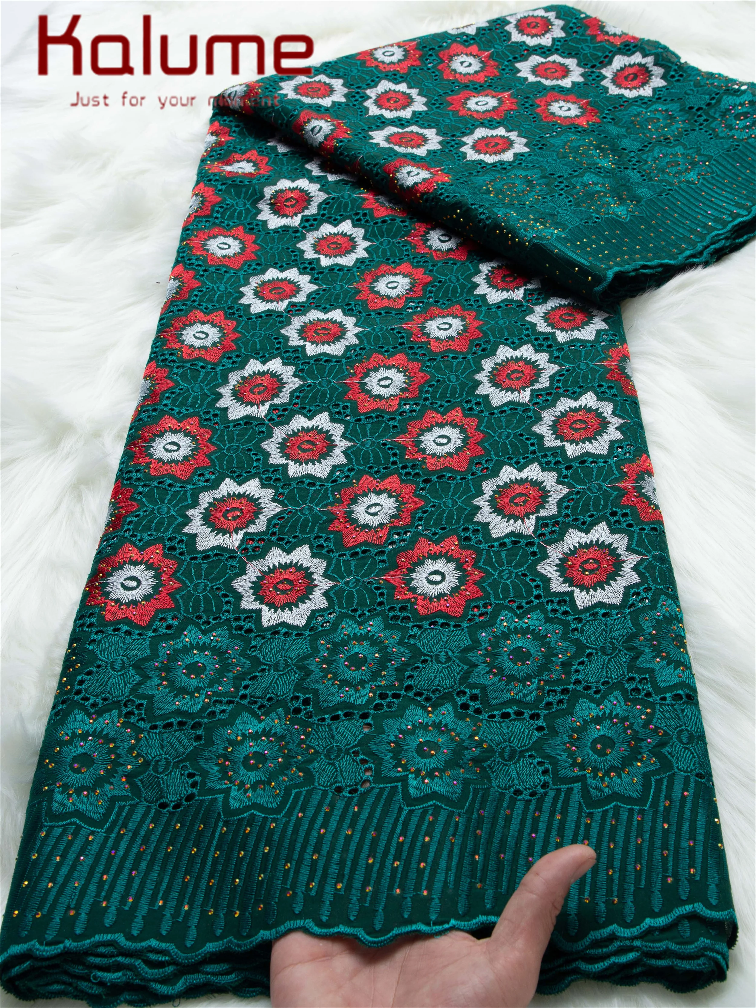 Kalume Lace Swiss Voile Lace In Switzerland 2026 High Quality African Cotton Lace Fabric With Rhinestone for Wedding Party Dress