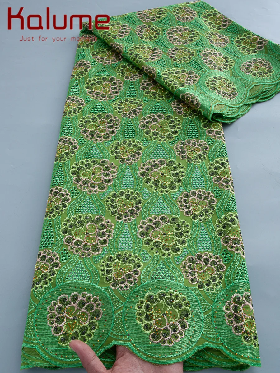 Kalume Red African Swiss Voile Cotton Lace Fabric High Quality 5 Yard Nigerian Dubai Cotton Lace Fabric 2026 Women for Dress Sew