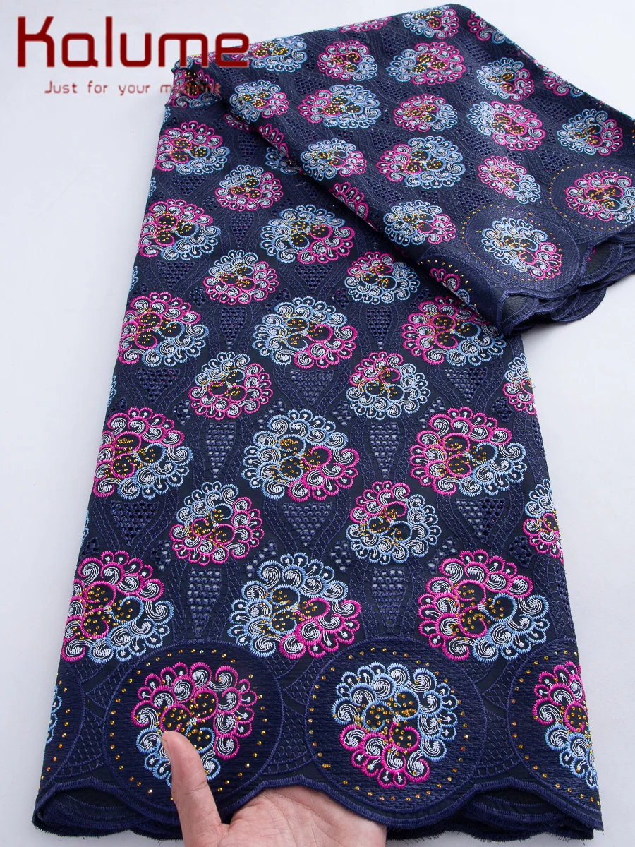 Kalume Red African Swiss Voile Cotton Lace Fabric High Quality 5 Yard Nigerian Dubai Cotton Lace Fabric 2026 Women for Dress Sew