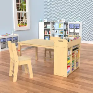Kids Art Table and Chairs Set, Craft Desk with Large Storage and Portable Art Supply Organizer for Children Ages 8-12