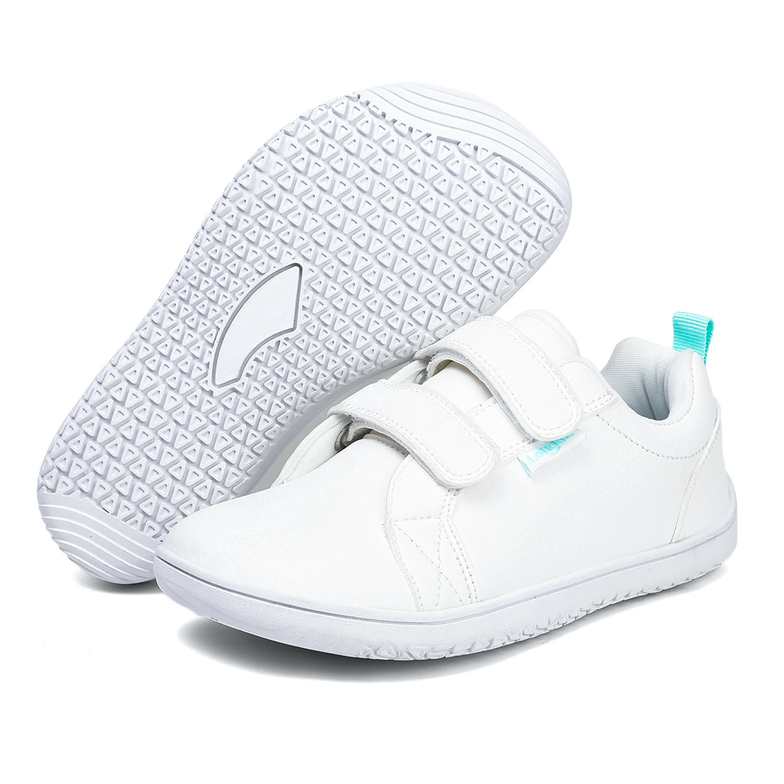 Kids Barefoot Shoes Boys Girls Wide Toe Minimalist Fashion Sneakers Lightweight Hook Loop Artificial Leather Walking Flats