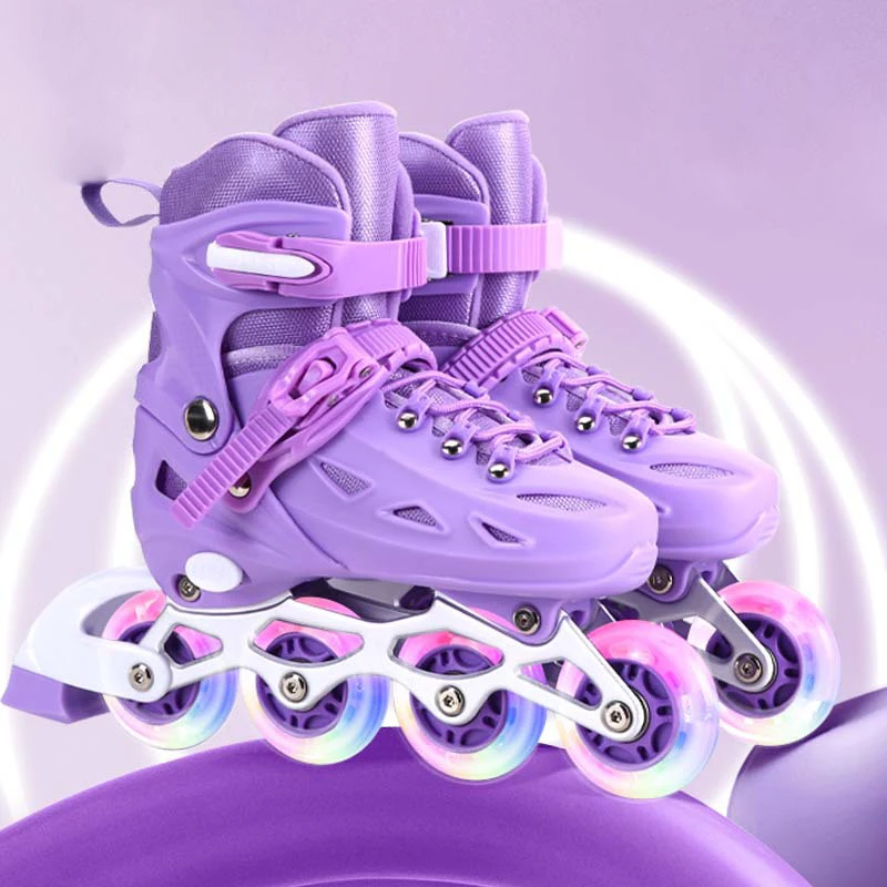 Kids Inline Roller Skate Shoes For Women Men Adult Flashing Quad Sneakers For Boys Girls Outdoor Skating Skates Gifts Full Set