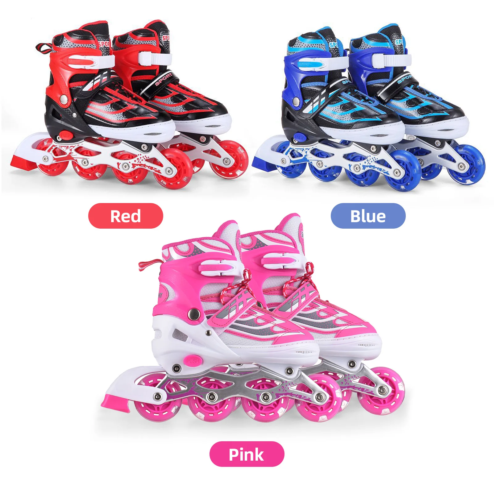 Kids Inline Skates Light Up for Boys and Girls Beginner Friendly Eco-friendly Breathable for Toddlers Shoe Size 28-41