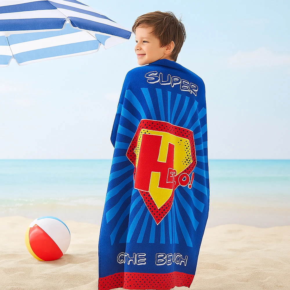 Kids Printed Beach Towel 70x140cm, Quick Dry Lightweight Microfibre Bath Towel, Soft Absorbent Travel Towel