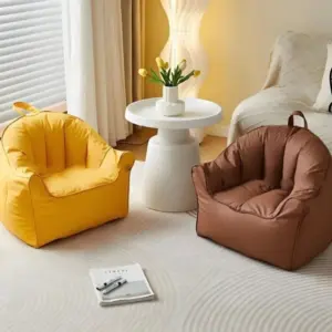 Kids Pumpkin Sofa Chair Recliner Toddler Bean Bag Armchair Single Seat Removable Washable Cover Cat Scratch Proof Yellow