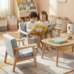 Kids Sofa Toddler Couch Armchair Machine Washable Removable Cover Foam Seat Foldable Lightweight Cartoon Playroom Pink Blue