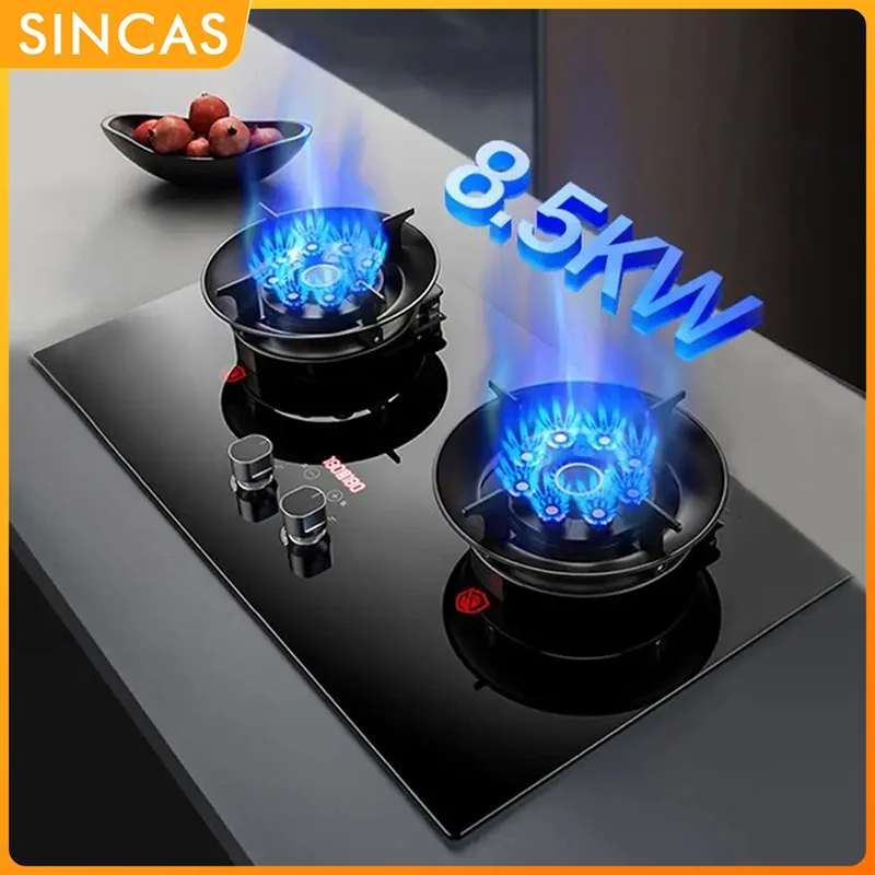 Kitchen Gas Stoves Home Dual Stove Kitchen Embedded Nature Gas/LPG Timing Stove Desktop Dual-Use Cooktop Gas Panel Gas Cooker