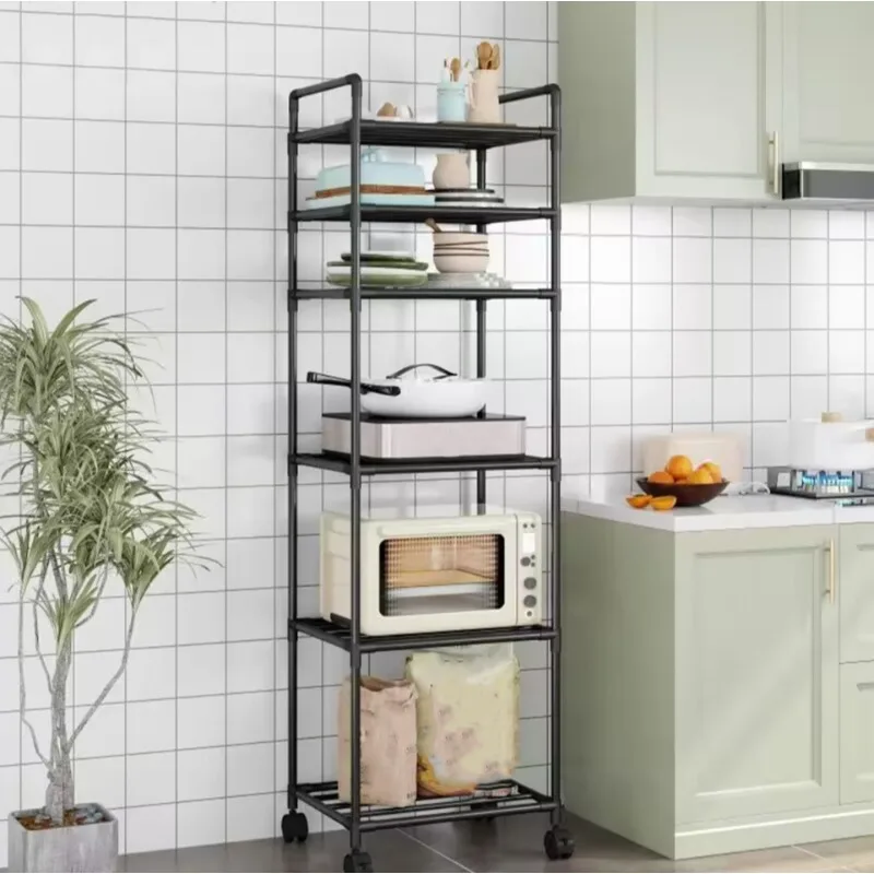 Kitchen storage rack, floor-standing multi-layer household storage rack, movable balcony, dormitory multi-functional simple rack