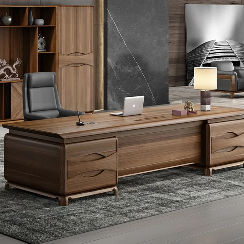 L Shape Conference Table Desk with Drawers Luxury Manager Modern Executive Asthetic Designer Mesa A Para Computador Furniture