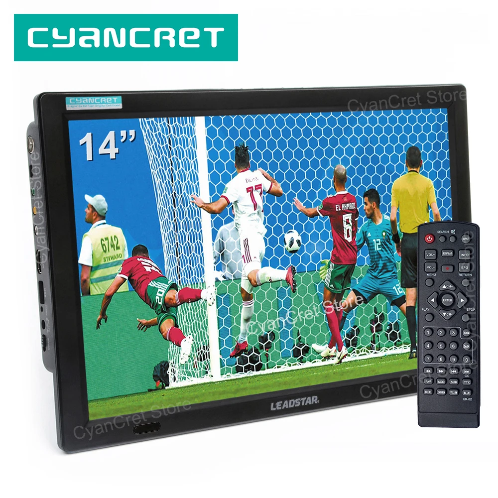 LEADSTAR D14 14 Inch HD Portable TV DVB-T2 ATSC Digital Analog Television Mini Small Car TV Support MP4 AC3 HDin Monitor for PS4