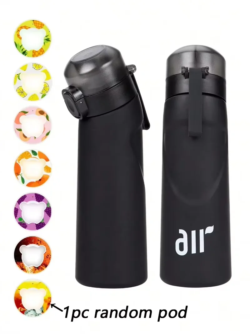 LUSOI 7pc Air Water Bottle With 7pc Flavor Pods Portable Transparent With Straw Leak Proof Suitable For Outdoor Sports