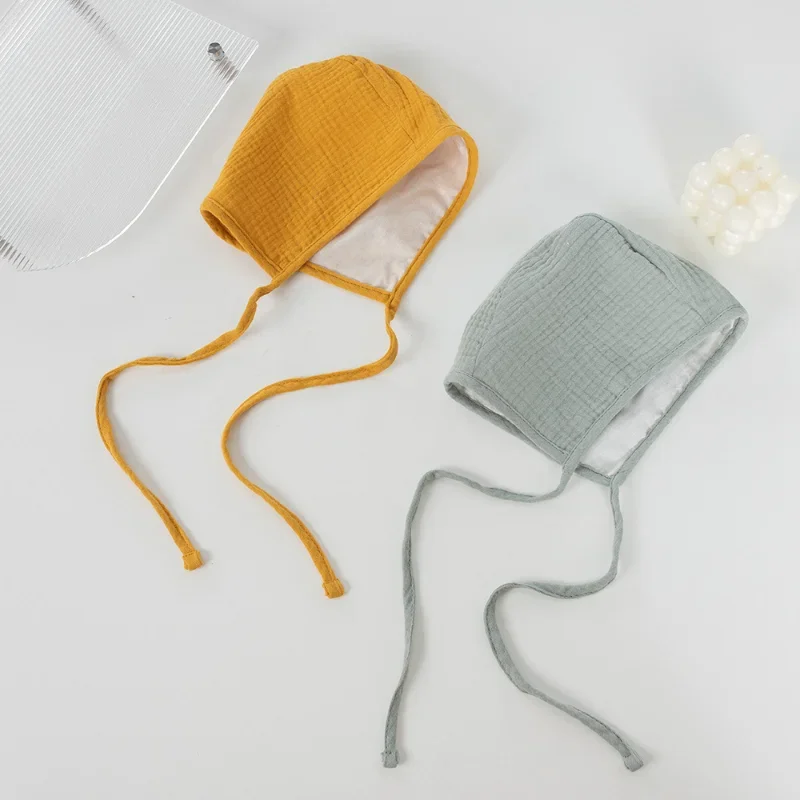 Lacing Babies Cap Knitted Cotton Solid Color Cute Hat Mother and Kids Supplies Baby Hats & Caps for 0-24 Months Newborn Child