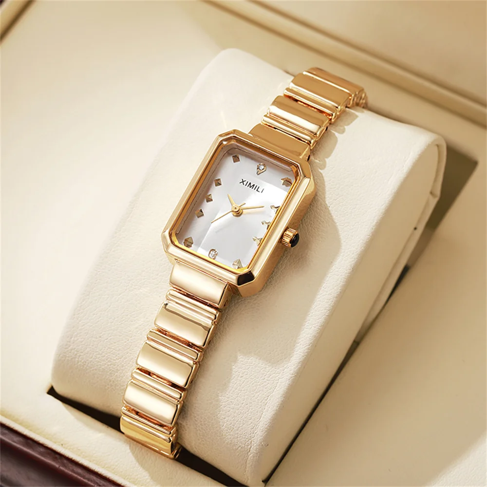 Ladies Watch Simple Gold Square Luxury Quartz Watches Fashion Stainless Steel Women's Business Clock Dress Clock Wristwatches