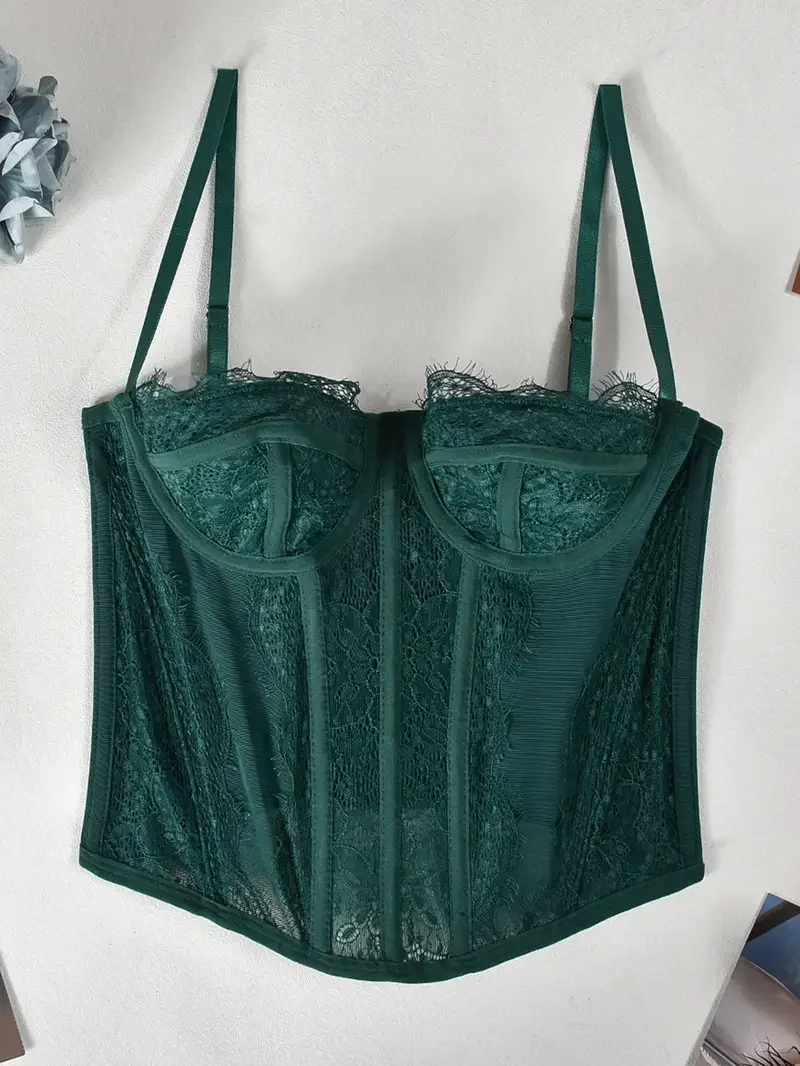 Ladies' sexy lace corset top, tight fitting fishbone corset top, can be worn externally with corset, pure desire style hollow co