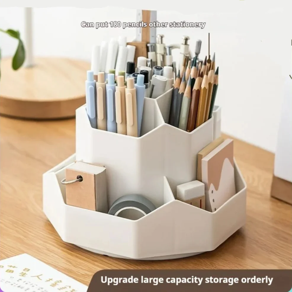 Large Capacity Rotating 360 Degree Pen Holder Student Desktop Stationery Storage Multi-Functional Desk Accessories Organizer