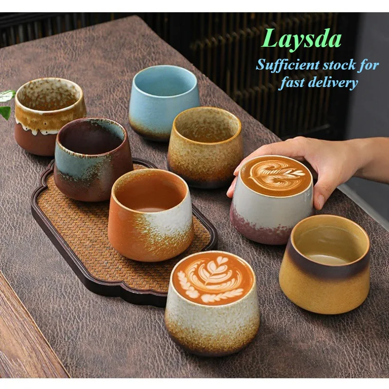 Laysda Vintage Coffee Mug 200ml ceramics Tea cup Japanese-style cafes Drinkware Stoneware Espresso for Restaurants Hotels