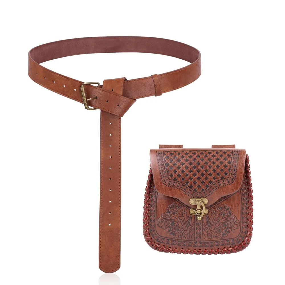 Light brown vintage costume accessories belt bag unisex bag belt Halloween role play accessories