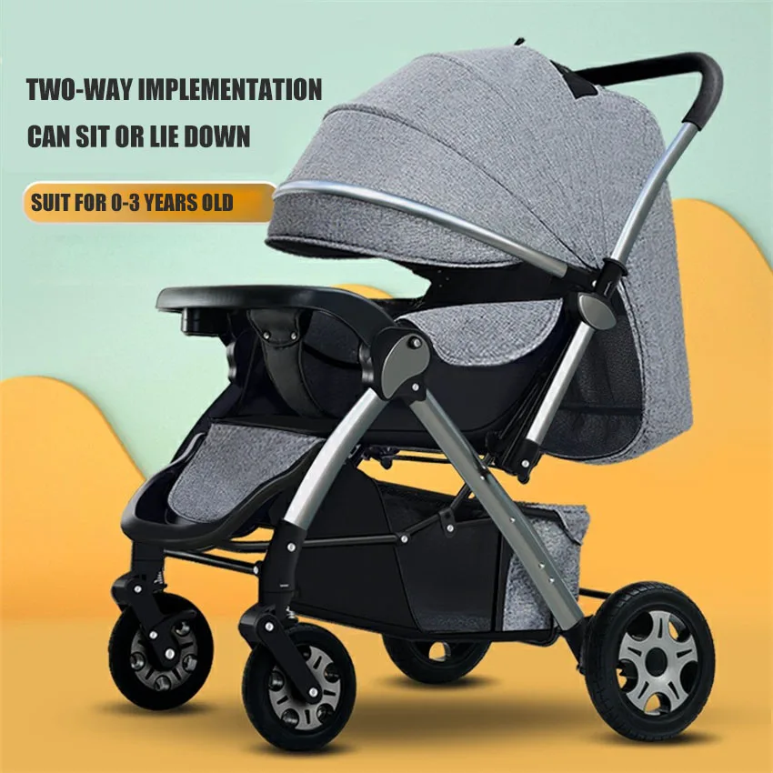 Lightweight Baby Stroller 2-Way Facing Stroller One-Click Fold Pushchair Sit & Recline Adjustable Stroller for Newborn