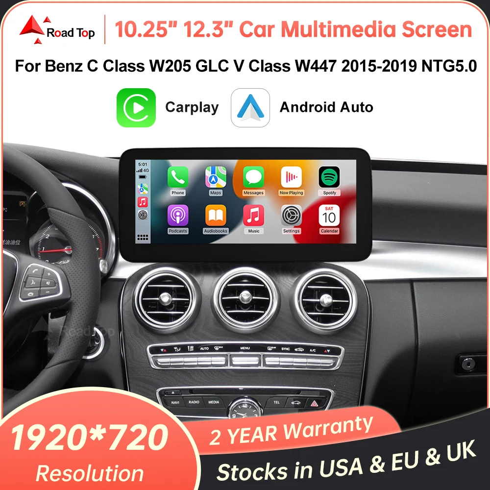 Linux Multimedia Screen Wireless CarPlay Android Auto for Mercedes-Benz W205 W176 GLC A C V Class W447 CLA GLA 2015-2018 NTG5.0