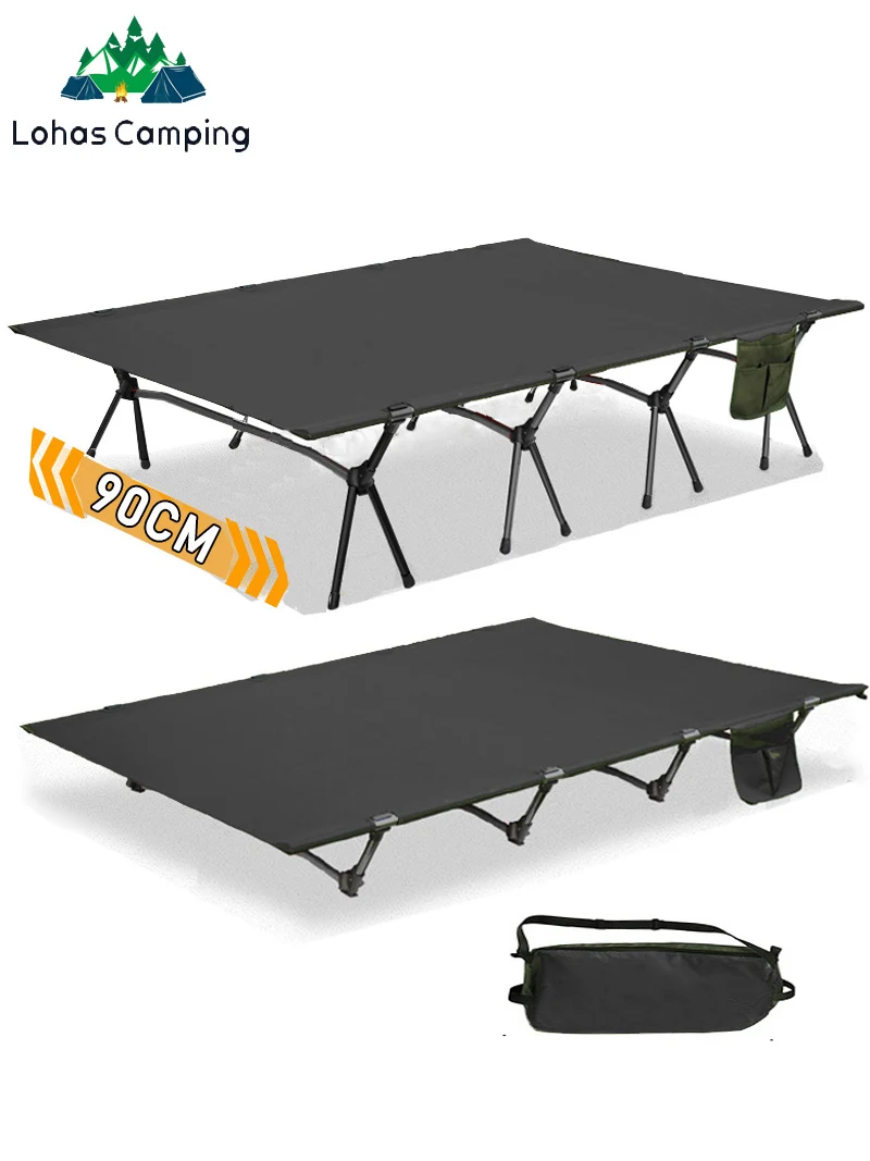 Lohascamping 90cm widen Camping cot Ultralight Portable High-low dual-purpose folding Bed Backpacking Travel hiking Sleeping Cot