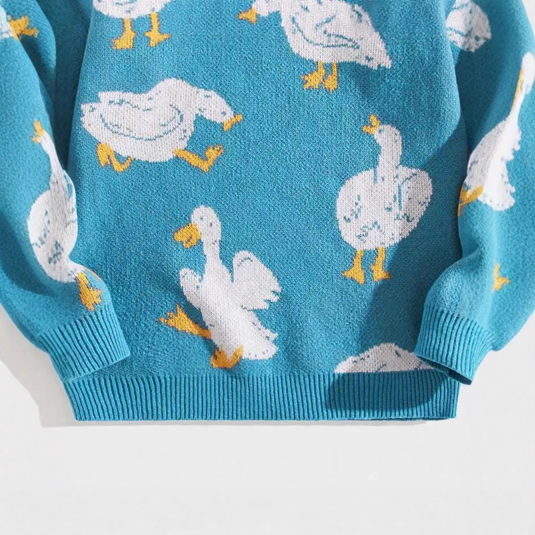 Loose Fit Street Style round Neck Knitted Sweater Hoodie for Couples Autumn Winter New Arrival Breathable Polyester Fiber