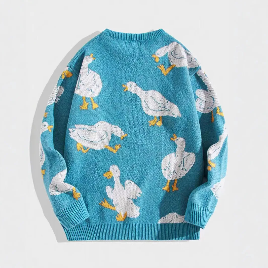 Loose Fit Street Style round Neck Knitted Sweater Hoodie for Couples Autumn Winter New Arrival Breathable Polyester Fiber