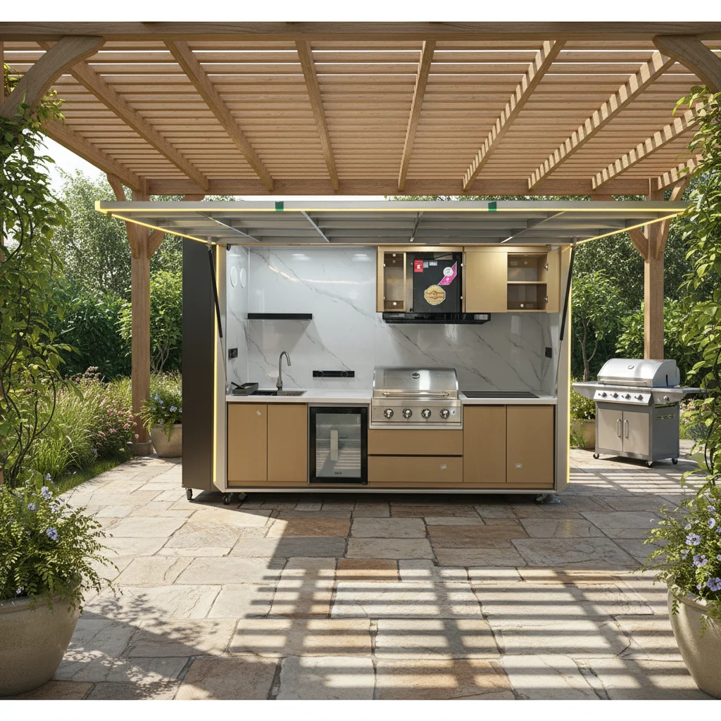 Luxury Garden BBQ Pods Premium Outdoor Kitchen Island Grill Pizza Oven Refrigerator All in One Garden Patio Cooking Station