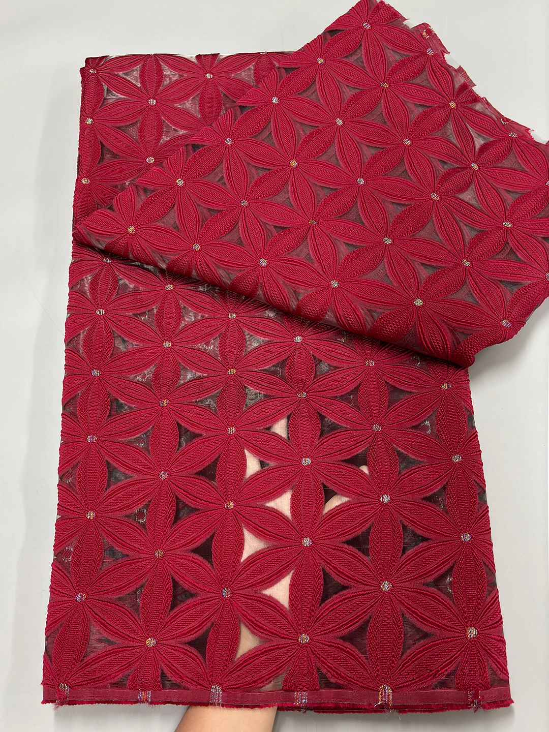 Luxury Nigerian Organza Jacquard Lace Fabric 2025 High Quality Navy Blue African Gilding Brocade Lace Fabric French Tulle Lace