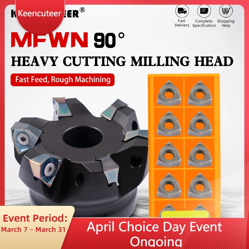 MFWN90 Heavy Cutting Milling Cutter Head MFWN90063R Indexable End Mill Fast Feed Face End Mill WNMU0806 Milling Insert CNC Lathe