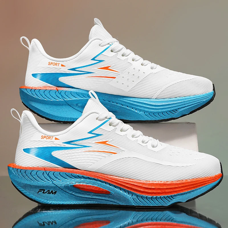 Marathon Men Sports Running Shoes Carbon Board Air Cushion Breathable Lightweight Women's Comfortable Athletic Nonskid Sneakers