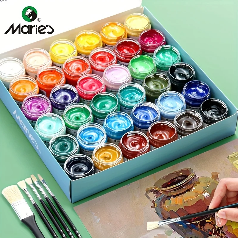 Marie's Gouache Paint Set,12 Colors 50ml/1.69oz Bottles,Rich Water-Based Pigment for Canvas,Wood,Painting,Perfect for Adults