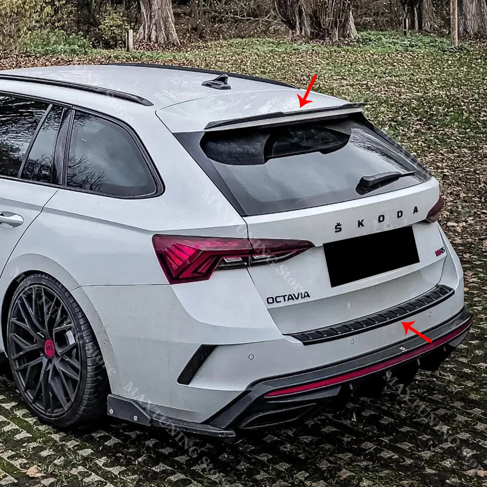 Maxton Trunk Roof Spoiler Caps For Skoda Octavia MK4 Estate Standard RS vRS Combi 2020-2024 Tail Wing Splitter Body Kit Tuning
